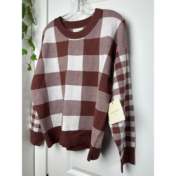 CYNTHIA ROWLEY CREW NECK BÚFALO CHECK SWEATER SIZW XL NEW WITH TAGS. - Picture 2 of 5